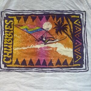 chubbies White Tank Top with Purple, Orange, Yellow, Pink Graphic
